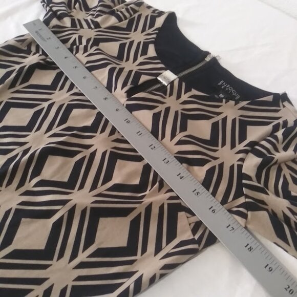 Enfocus women's size 6P beige and black diamond print dress - Picture 7 of 12